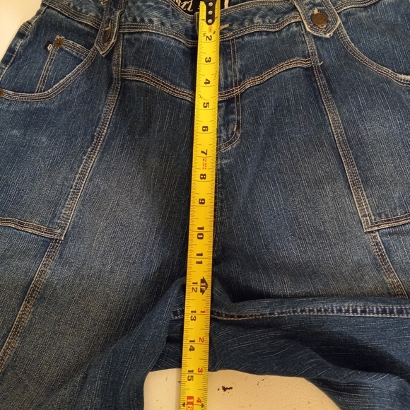 VTGE Quizz NY Womens Capri Pants Utility Blue Jean Denim Wide Legs Size 16/36" - Picture 6 of 10